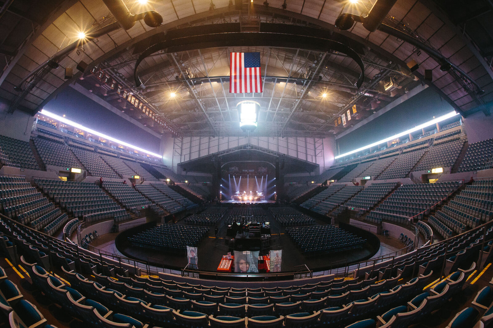Arena seen through a fisheye from the floor