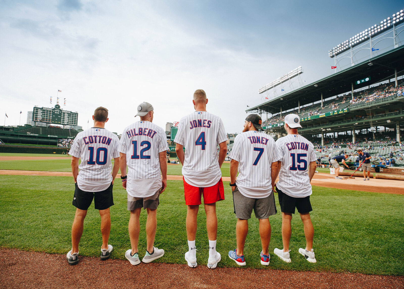 Dude Perfect in Cubs jerseys at Wrigley Field