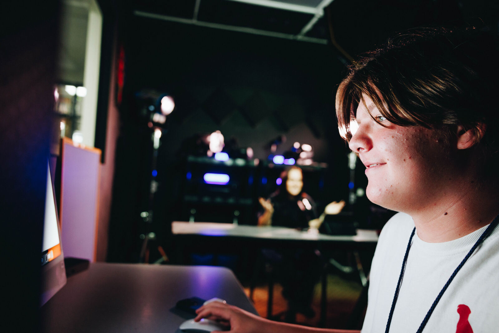 Student at the video switcher